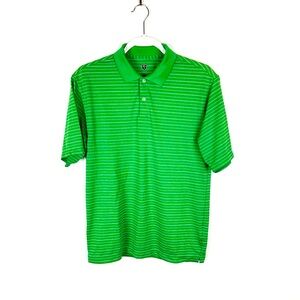 Nike Golf Dri Fit Men Polo Shirt Size S Green Stripe Short Sleeve